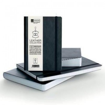 Cuaderno índice Miquel Rius Leather Collection cierre con goma 100h octavo negro