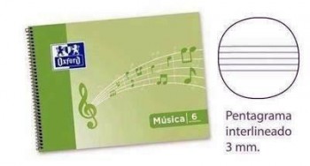 Bloc espiral musica Oxford 400118515 cuarto 6 pentagramas apaisado