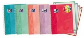 Bloc espiral Oxford 400133561 A5+ Europeanbook 120H 90G cuadros 5x5 Touch pastel