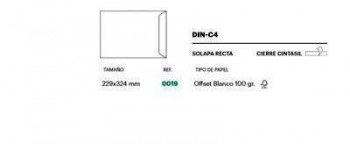 BOLSA ZELATUN BLC. 229*324 DIN-C4 C/250 0019