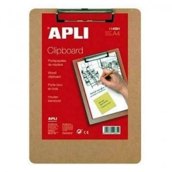 Carpeta pinza Apli A4 madera 14684