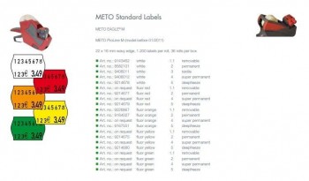 Etiqueta meto 22*16 milimetros fluorescente permanente rollo 1200 unidades 9164027
