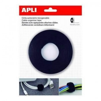 Cinta recogecable Apli 17414 negro 10mmx5m