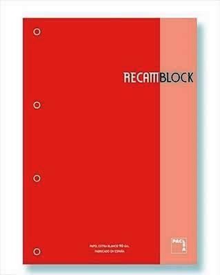 Recambio Pacsa A4 Rojo 80H cuadros 5X5 21157 90G