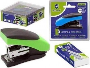 Grapadora shiny 20hojas Bismark colores surtidos + grapas 22/6 326256