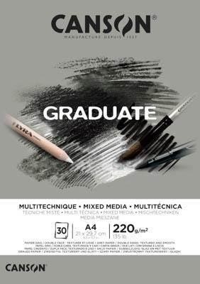 Bloc Enc 21x29,7 30H Canson Graduate Mix Media Fino 220g Gris C400110371
