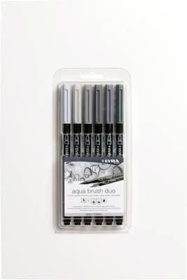 Lyra Aqua Brush Duo Tonos grises 6 uds.