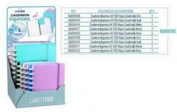 66008700 EXPOSITOR INGENIOX CUADERNOS CUADRICULADOS (11 CUADERNOS 7XA4+4XA5) CARCHIVO