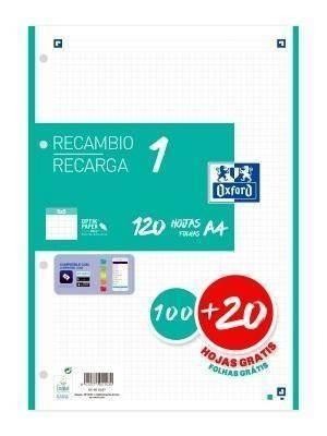 Recambio Oxford 400158057 A4 100+20H 90G 4taladros cuadros 5X5 ice mint