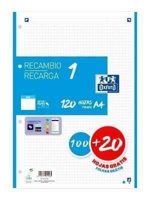 Recambio Oxford 400158058 A4 100+20H 90G 4taladros cuadros 5X5 turquesa