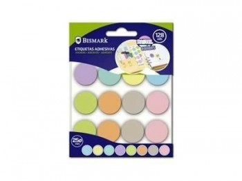 ETIQUETAS ADHESIVAS PASTEL CIRCULOS 16x8 uds BISMARK 329954