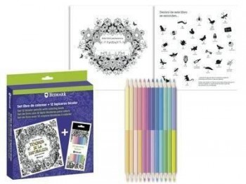SET LIBRO DE COLOREAR C/12 LAPICEROS BICOLOR BISMARK 330132