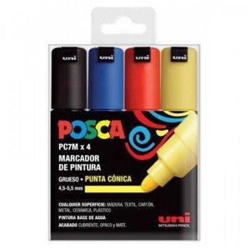 Rotulador Posca Basic B/4 colores PC7M/4C 4,5-5,5mm conico 182634678