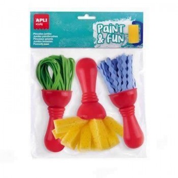 Pinceles Apli Maxi blister 3 unidades goma eva y esponja surtidos 19414