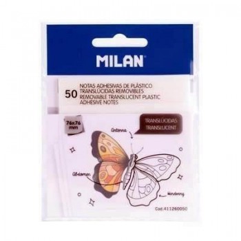 411260050 Bloc 50 notas ashesivas transl?cidas removibles transparentes 76 x 76 mm Milan