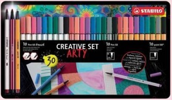 Set creativo Stabilo Point 68, 88 y Brush 87-3432 30 unidades surtido Arty metal