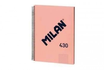 Bloc espiral Milan 57143E80P A4 80 hojas 95 gramos tapa dura 5x5 rosa serie 430