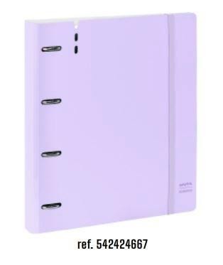 Carpebloc Safta 542424667 A4 4 anillas 35mm 100H 90G 5x5 360º Pastel Lila