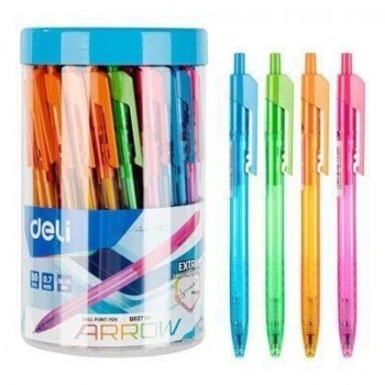 Boligrafo Deli tinta azul 0,7 retractil Bote de 50 colores surtidos EQ02736