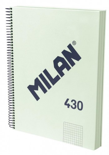 Bloc espiral Milan 57143E120GR A4 120 hojas 95 gramos tapa dura 5x5 verde serie 430