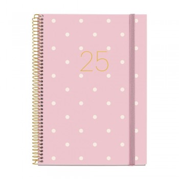 Agenda Miquelrius Anual 2025 155x213 Dia pagina Plus Espiral Grafica Polka Dots MR34186