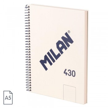 Bloc espiral Milan 57151E80BG A5 80 hojas 95 gramos tapa dura Lisa beige serie 430