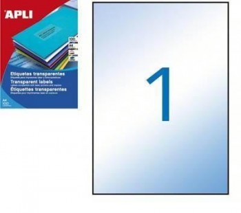 Etiqueta Apli 11919 210x297 Transparente 100H. Laser