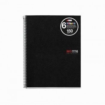 Cuaderno microperforado Miquel Rius Note Book-6 150h cuadrícula 5x5 cuarto negro