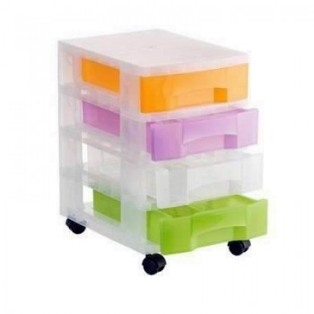 Torre de almacenaje A.2000 con ruedas 4 cajones colores surtidos transl?cidos 1004R SU TL