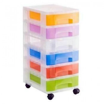Torre de almacenaje A.2000 con ruedas 6 cajones colores surtidos transl?cidos 1006R SU TL